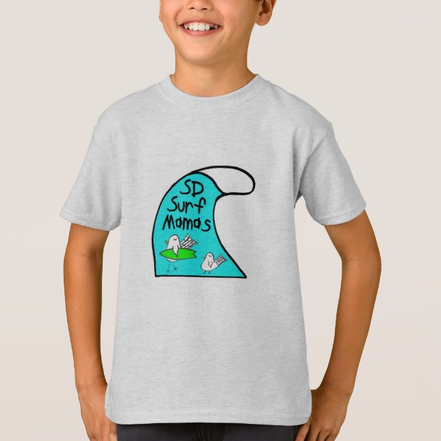 Kids 3/4 length sleeve t-shirt with wave logo (Front)