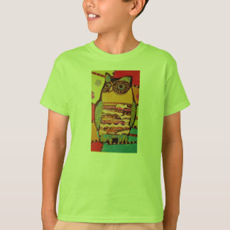 Kids 3/4 Sleeve T-Shirt with Bright Owl Design