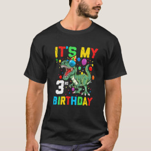 Kids 3 Year Dinosaur It's My 3rd Birthday Happy Re T-Shirt