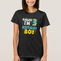 Kids 3 Year Old 3rd Birthday Boy Dinosaur Toddler 