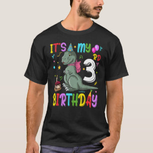 Kids 3 Year Old 3rd Birthday Boy Rex Dinosaur Kid T-Shirt