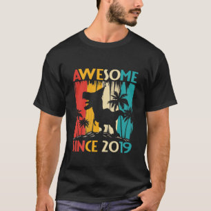 Kids 3 Year Old 3Rd Birthday Dinosaur T Rex Awesom T-Shirt