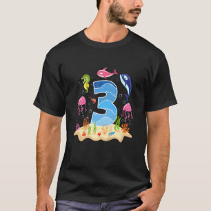 Kids 3 Year Old 3rd Birthday Party Sea Fish Aquari T-Shirt