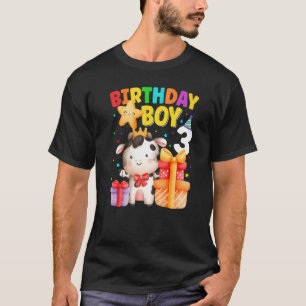 Kids 3 Year Old Birthday Boy 3rd Cow Farm Animals T-Shirt