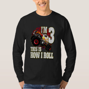 Kids 3 Year Old Birthday  Loves Monster Truck T-Shirt