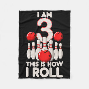 Kids 3 Year Old Bowling Party 3rd Birthday Is How  Fleece Blanket