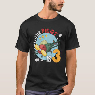 Kids 3 Year Old Boy Girl Aeroplane Pilot 3rd Birth T-Shirt