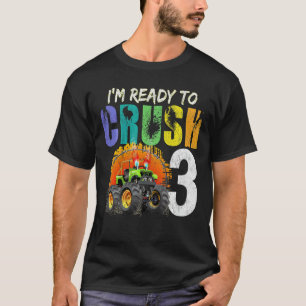 Kids 3 Year Old Boy Monster Truck Birthday Party T-Shirt
