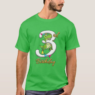 Kids 3 Year Old Boys 3Rd Bday Dinosaur Dino Thir T-Shirt