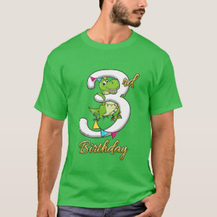 Kids 3 Year Old Boys 3Rd Bday Dinosaur Dino Thir T-Shirt