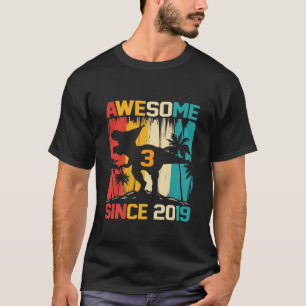 Kids 3 Year Old Dinosaur Vintage 3Rd Birthday Awes T-Shirt