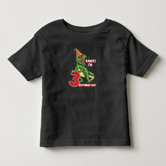 Kids 3 Year Old dinosaurs birthday 3th Party Boys Toddler T-Shirt