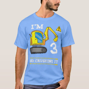 Kids 3 Year Old Excavator 3rd Birthday Boy Constru T-Shirt
