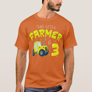 Kids 3 Year Old Farm Tractor Birthday Party Farmer T-Shirt