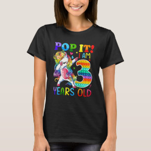 Kids 3 Year Old Gifts 3rd Birthday Girl Pop it Dab T-Shirt
