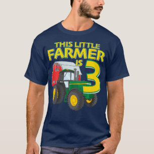 Kids 3 Year Old Green Farm Tractor Birthday 3rd T-Shirt