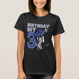 Kids 3 Year Old Ice Hockey Goalie Themed Birthday  T-Shirt
