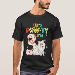 Kids 3 Year Old Samoyed Dog 3rd Birthday Pawty Dog T-Shirt