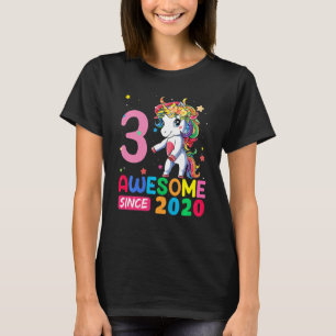 Kids 3 Year Old  Unicorn Flossing 3rd Birthday Gir T-Shirt
