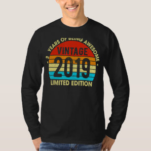 Kids 3 Year Old Vintage 2019 3rd Birth T-Shirt