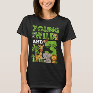 Kids 3 Year Old Zoo Birthday  Safari Jungle Animal T-Shirt