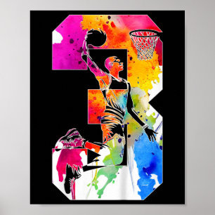 Kids 3 Years Number 3 Sketll 3rd Birthday  Poster