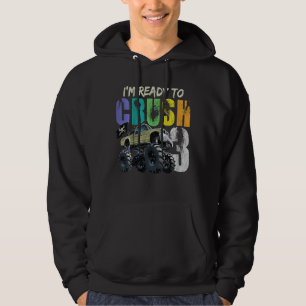 Kids 3 Years Old 3rd Birthday Monster Truck I Am R Hoodie