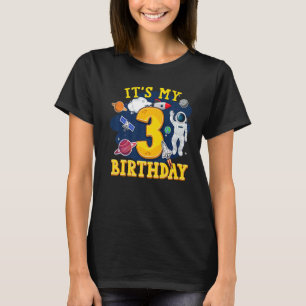 Kids 3 Years Old Astronaut Outer Space 3rd Birthda T-Shirt