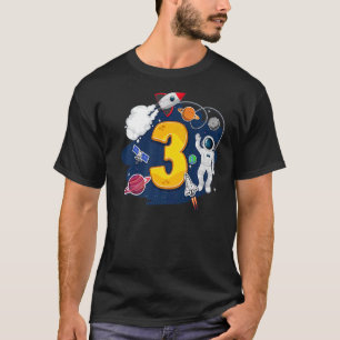 Kids 3 Years Old Astronaut Outer Space 3rd Birthda T-Shirt