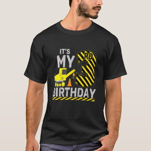 Kids 3 Years Old Boy It's My 3rd Birthday Construc T-Shirt (Front)
