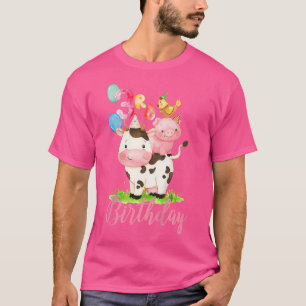 Kids 3 years Old Girl Farm Animals Its My 3rd Birt T-Shirt