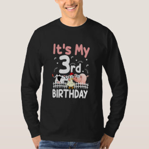 Kids 3 Yrs Old Girl Farm Animals It's My 3rd Birth T-Shirt