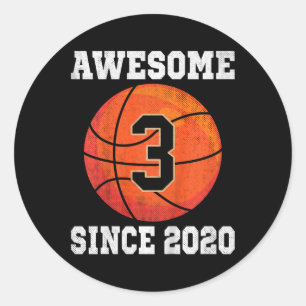 Kids 3rd Birthday Basketball Lover 3 Years Old Vin Classic Round Sticker