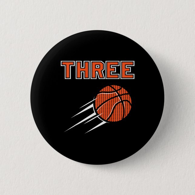 Kids 3rd Birthday Basketball Party Jersey 3 Years  6 Cm Round Badge (Front)