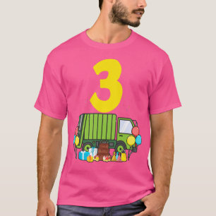 Kids 3rd Birthday Boy 3 Year Old Garbage Truck Bir T-Shirt