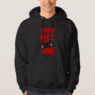 Kids 3rd Birthday Boy Monster Truck Rule Jam Three Hoodie