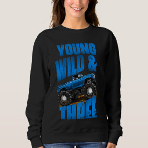 Kids 3rd Birthday Boy Monster Truck Rule Jam Three Sweatshirt