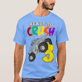 Kids 3rd Birthday Boys Monster Truck 3 Year Old Ra T-Shirt