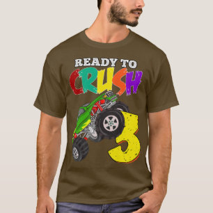 Kids 3rd Birthday Boys Monster Truck 3 Year Old Ra T-Shirt