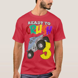 Kids 3rd Birthday Boys Monster Truck 3 Year Old Ra T-Shirt