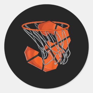 Kids 3rd Birthday Bysketbyll Kids Classic Round Sticker