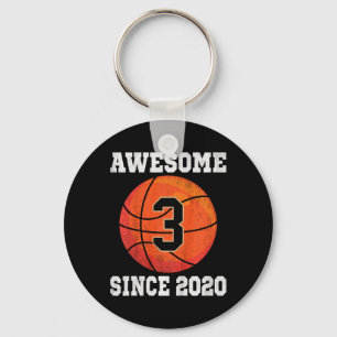 Kids 3rd Birthday Bysketbyll Lover 3 Years Old Vin Key Ring