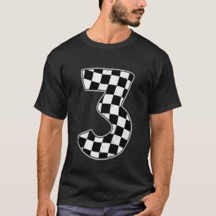 Kids 3rd Birthday Chequered Number 3 Car Racing Fl T-Shirt