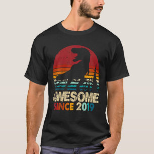 Kids 3rd Birthday Dinosaur Rex Awesome 2019 3 Year T-Shirt