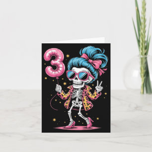 Kids 3rd Birthday Halloween Costume Skeleton 3 Card
