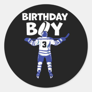Kids 3rd Birthday Ice Hockey 3 Year Old Toddler Ho Classic Round Sticker