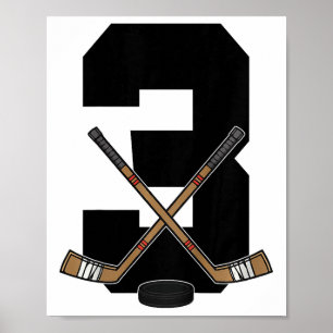 Kids 3rd Birthday Ice Hockey Kids Toddler Boys Ice Poster