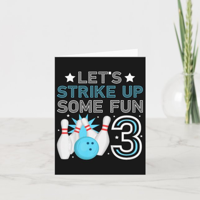Kids 3rd Birthday Party Bowling Boy 3 Year Old Bow Card (Front)