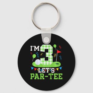 Kids 3rd Birthday Party Golf Boy Three Year Old Go Key Ring