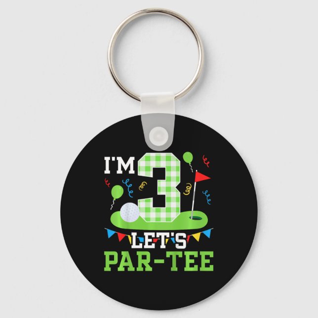 Kids 3rd Birthday Party Golf Boy Three Year Old Go Key Ring (Front)
